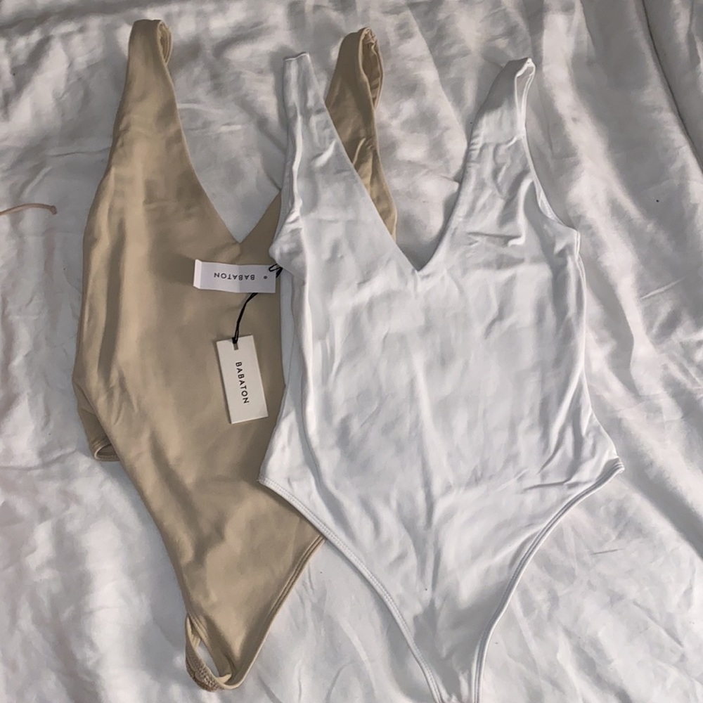 2 Babaton Contour V Neck Bodysuits